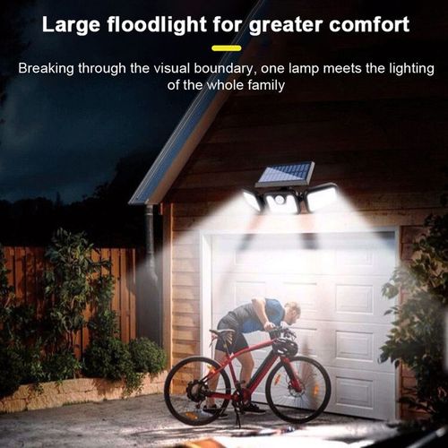 74LED Solar 3 Heads Rotatable Lamp Motion Sensor Wall Lamp
