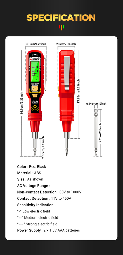 Non-Contact Voltage Tester with LCD Display
