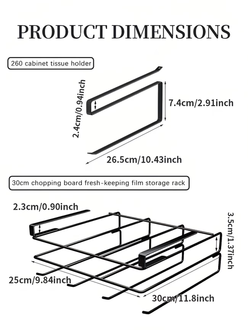 A Multifunctional Cabinet Rack Designed for Storing Cutting Boards, Tissues, Paper Rolls, And Cling Film - an Under-Cabinet Hanging Storage Solution for Organizing Kitchen Additions, Utility RacksA Multifunctional Cabinet Rack Designed for Storing Cutting Boards, Tissues, Paper Rolls, And Cling Film - an Under-Cabinet Hanging Storage Solution for Organizing Kitchen Additions, Utility Racks