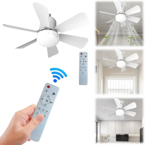 Socket Ceiling Fans with Lights and Remote- Socket Fan light with Dimmable Led