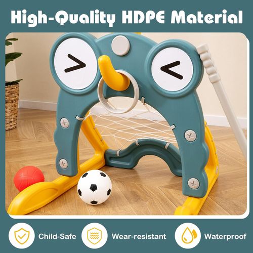 4-in-1 Basketball Hoop, Soccer Goal, Golf & Ring Toss Game Set