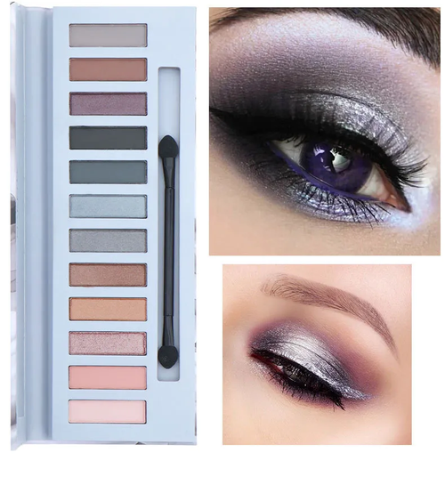 Wholesale 12 Colors Cold Ash Smoky Makeup Eyeshadow Pearlescent Matte Earth Color Eyeshadow Plate Makeup
