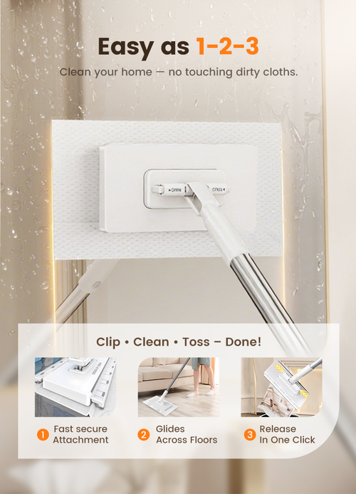 🔥 50% OFF!! ✨🧹Reusable Mop – Biomimetic Self-Clamping Clamp, 100 cm Telescopic Handle, 360° Rotation & Eco-Friendly (Multi-Surface)!