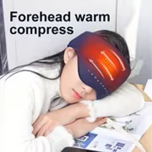 A Blue Wireless Portable USB-rechargeable Smart Head Massager with an Independent Remote Control for Convenient Operation. Features a Comprehensive Head and Eye Massage Design with 6D Surround-wrapped Safety Airbag for Circulating Massage