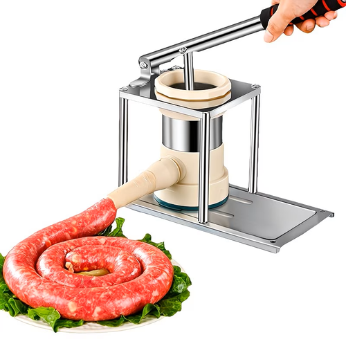 Stainless Steel Manual Sausage Maker Kit - Perfect for Homemade Hot Dogs & Meatballs, Includes Stuffer Tube - Ideal for Home Kitchen Use, Pressing, Sausage Maker