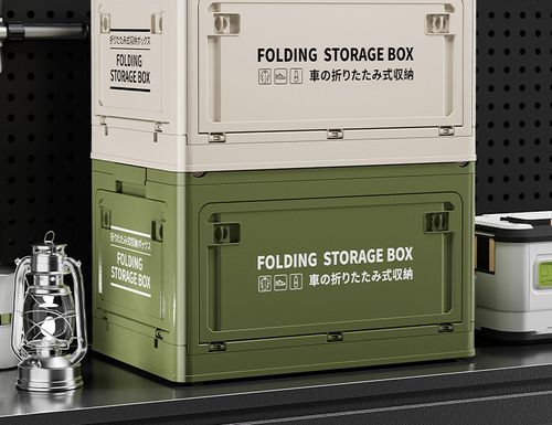 Stackable for SUV, Truck, Camping, Home, Garage - Space-Saving Cargo Organizer with Easy-Clean Surface (Black), Home Organization, Compact Design, Sturdy Handles, Durable Construction, Home Organizers, Suv Owners, Truck Buyers, Home Essentials, Versatile Storage, Space Saving, Home Improvement Enthusiasts