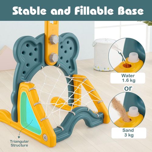 4-in-1 Basketball Hoop, Soccer Goal, Golf & Ring Toss Game Set