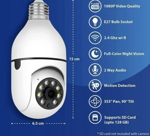 Light Bulb Security Camera with Night Vision