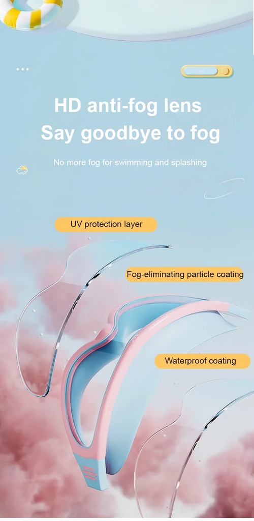 🔥HD children's large frame waterproof and anti-fog swimming goggles