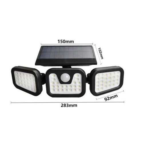 74LED Solar 3 Heads Rotatable Lamp Motion Sensor Wall Lamp