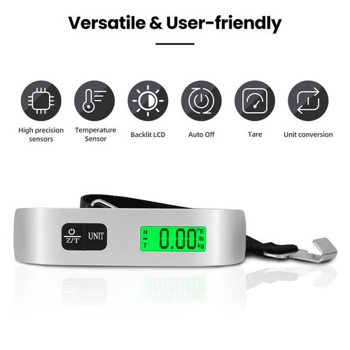 ✨ Portable Digital Luggage Scale, 50kg Hanging Baggage Scale with Backlit LCD Display
