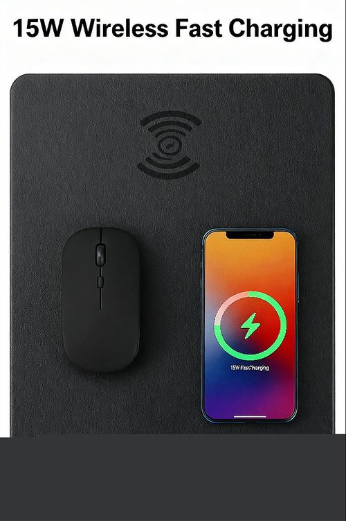 Aluminum Alloy Wireless Charging Mouse Pad 15W Fast Charging Office Desk Mat