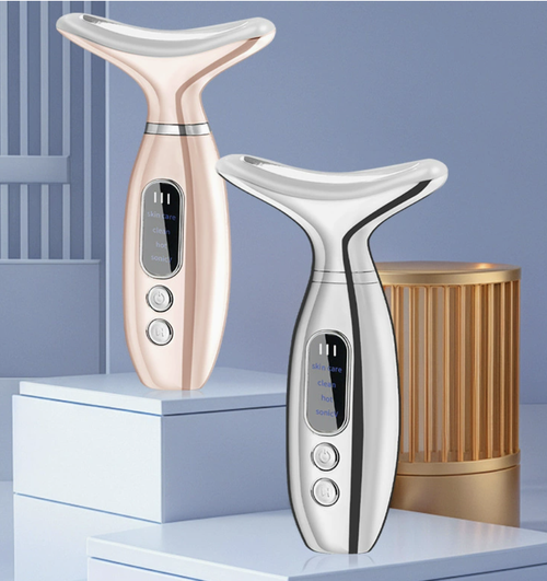 Face Massager Machine with Warm Compress 4 Color Light Skin Care Anti-Wrinkle Face Lift Device Heat