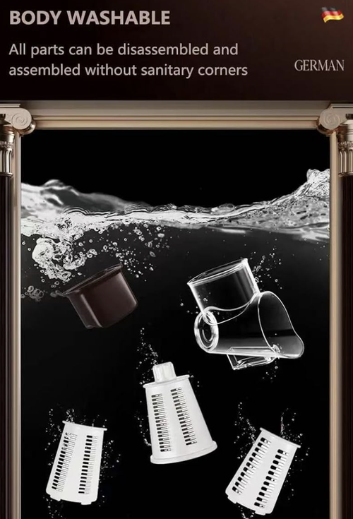 Manual Rotary Grater and Slicer, Multi-Function Kitchen Tool with 5 Blades