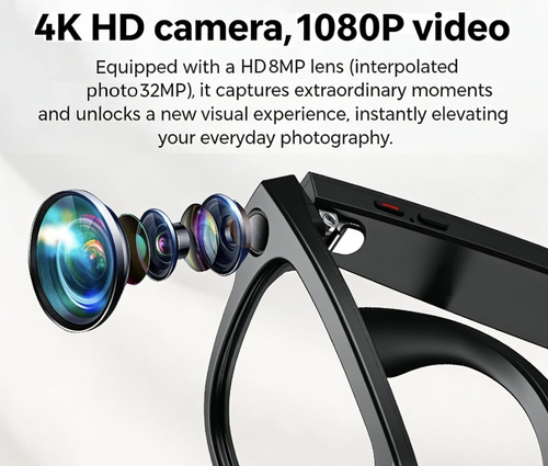 Smart Ai Glasses HD Wearable Camera Voice Assistant Real-Time Translation Anti Shake Video Recording Chatgpt