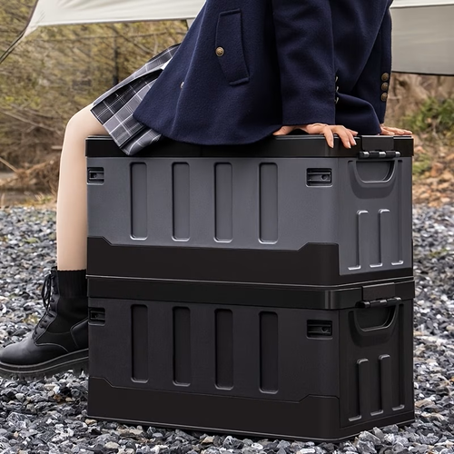 Stackable for SUV, Truck, Camping, Home, Garage - Space-Saving Cargo Organizer with Easy-Clean Surface (Black), Home Organization, Compact Design, Sturdy Handles, Durable Construction, Home Organizers, Suv Owners, Truck Buyers, Home Essentials, Versatile Storage, Space Saving, Home Improvement Enthusiasts