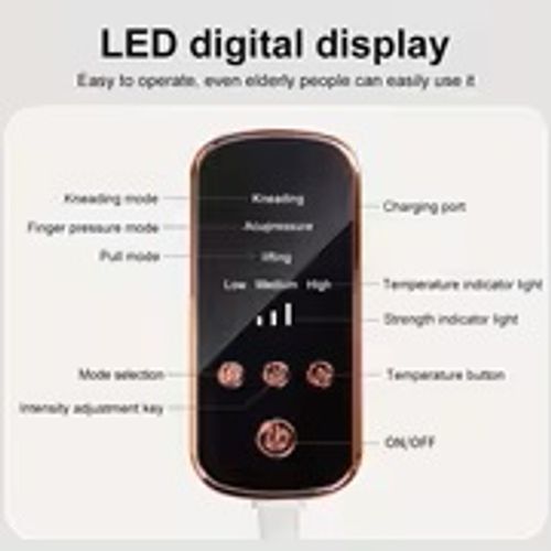 A Blue Wireless Portable USB-rechargeable Smart Head Massager with an Independent Remote Control for Convenient Operation. Features a Comprehensive Head and Eye Massage Design with 6D Surround-wrapped Safety Airbag for Circulating Massage