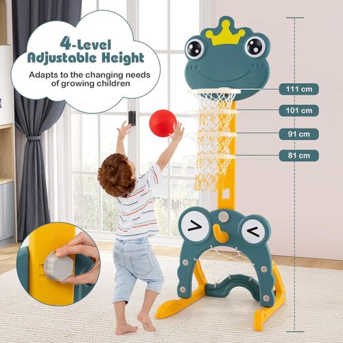 4-in-1 Basketball Hoop, Soccer Goal, Golf & Ring Toss Game Set