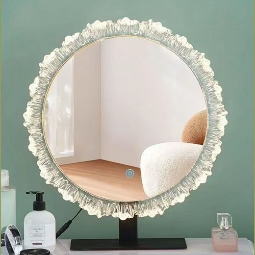 Sunflower light luxury makeup mirror acrylic desktop with lamp bedroom luminous