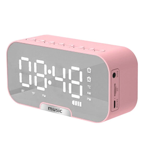 Digital Alarm Clock FM Radio Wireless Bluetooth Mirror LED With Speaker Portable