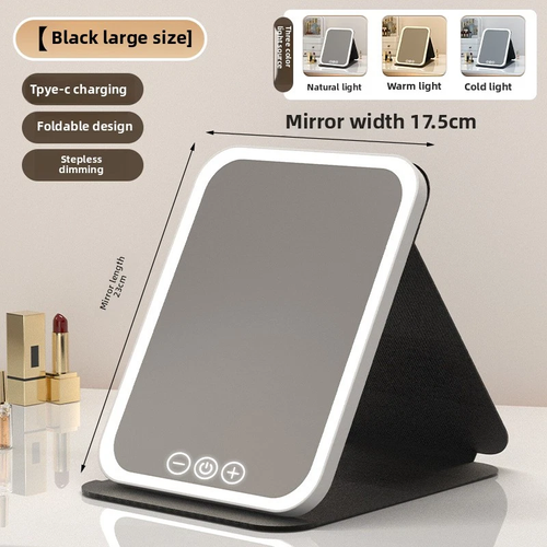 LED Rechargeable Makeup Mirror, 3 Color light, Touch Screen for Travel