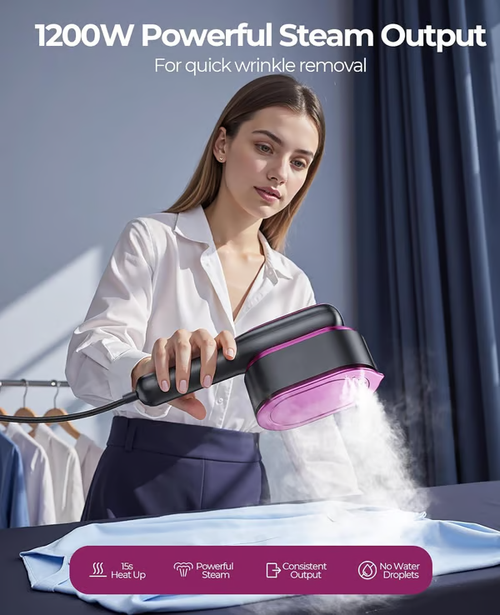 2-in-1 Handheld Smart Digital Display Steamer Iron - 15s Heat Up & 5 Adjustable Steam