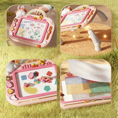Children's Magnetic Drawing Board & Graffiti Board - Baby's Writing Tablet, Magnetic Colorful Drawing (with Stand Toy)