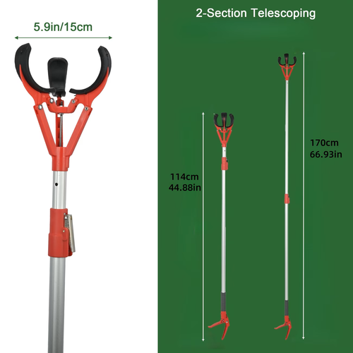 Fruit Picker, Long Reach Fruit Harvester114.0-170.08cm Telescoping Fruit Picker Pole, High-Reach Fruit Grabber for Apples, Pears, Persimmons, Lemons, Mangoes