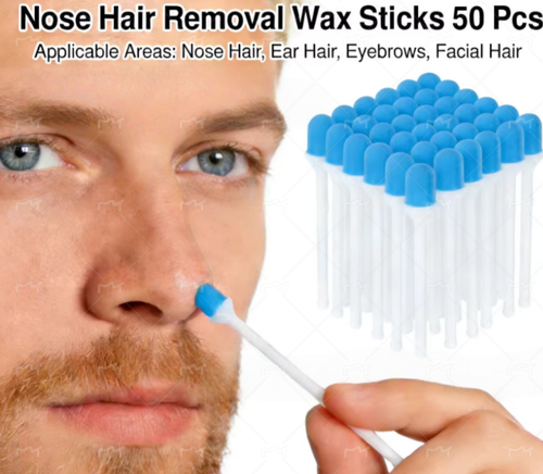 Nose Wax Kit for Men, Ear Hair Removal with 50g Wax Beans, 30 Applicators, 10 Moustache Stencils, Painless Easy and Quick Facial Hair Remover