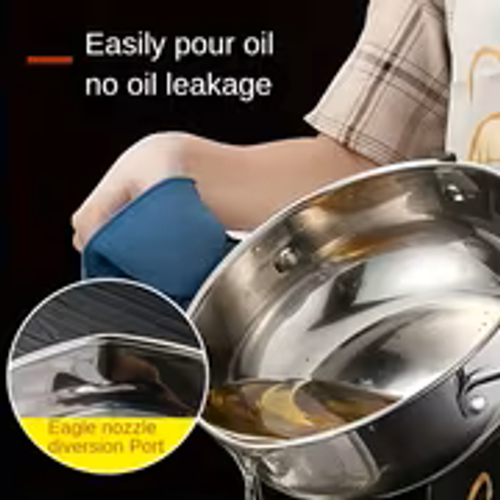 Single Professional Jumi Japanese Tempura Frying Pot - Induction-Compatible Stainless Steel with Integrated Thermometer - 2.2L Capacity for Home Cooking & Outdoor Use - Features Oil Drain Spout, Splash Guard Lid & Heat-Resistant Handles