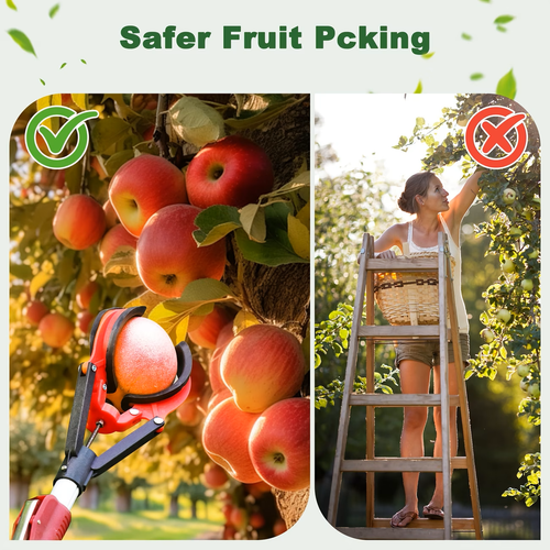Fruit Picker, Long Reach Fruit Harvester114.0-170.08cm Telescoping Fruit Picker Pole, High-Reach Fruit Grabber for Apples, Pears, Persimmons, Lemons, Mangoes