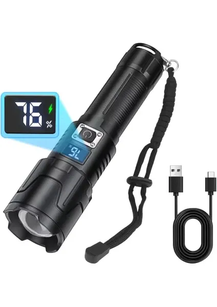 Flashlight, Powerful, Rechargeable Flashlight, Eco-Friendly Lithium Battery, Military, Strongest LED Light