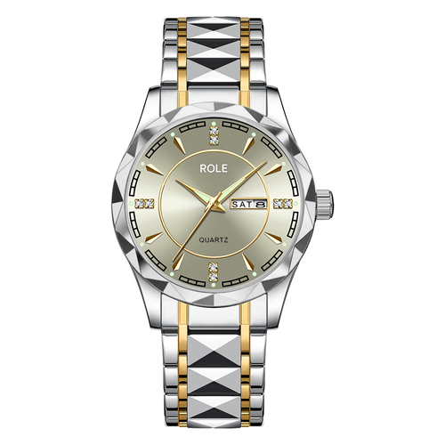 Classic Big Men Watch - Luxury Gold Silver Design, Strong & Stylish for Everyday Wear