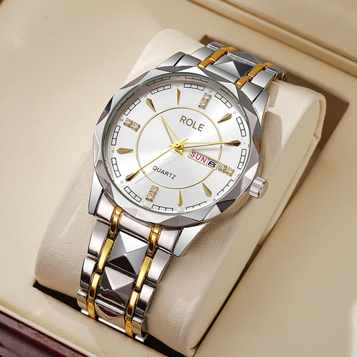 Classic Big Men Watch - Luxury Gold Silver Design, Strong & Stylish for Everyday Wear