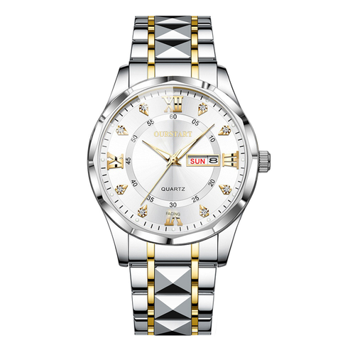 Classic Big Men Watch - Luxury Gold Silver Design, Strong & Stylish for Everyday Wear