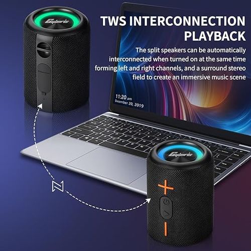 COD!!! 2 in 1 Portable Splittable Bluetooth Speaker, Waterproof Split Wireless Speaker Bluetooth V5.3 with 20W Loud Stereo Sound, 24H Playtime, True Wireless Pairing for Home, Outdoor or Travel