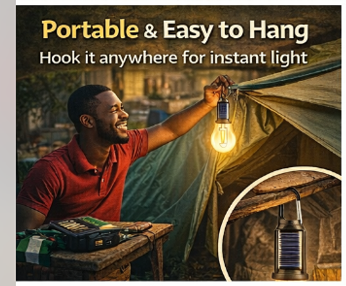 Solar Powered LED Light – No More Darkness!  Works Without NEPA, Bright LED, Ideal for Home & Emergency | Cash on Delivery