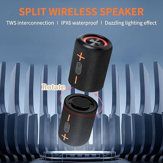 COD!!! 2 in 1 Portable Splittable Bluetooth Speaker, Waterproof Split Wireless Speaker Bluetooth V5.3 with 20W Loud Stereo Sound, 24H Playtime, True Wireless Pairing for Home, Outdoor or Travel