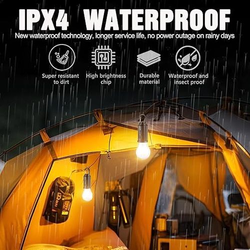 COD!!! Solar Tent Camping Light Bulb Rechargeable Portable LED Camping Lantern3 Lighting Modes Tungsten Light Tent Lamp with Clip Hook for Camping, Hiking, Backpacking, Emergency Outage