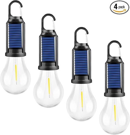 COD!!! Solar Tent Camping Light Bulb Rechargeable Portable LED Camping Lantern3 Lighting Modes Tungsten Light Tent Lamp with Clip Hook for Camping, Hiking, Backpacking, Emergency Outage