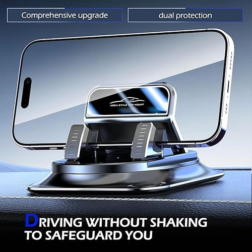 COD!!! Dashboard Mobile Phone Holder, 360 Degree Rotation Non-Slip One-Hand Operation Navigation Bracket, Self-Adhesive Washable Horizontal and Vertical Placement Holder, for Most Cars (Black)