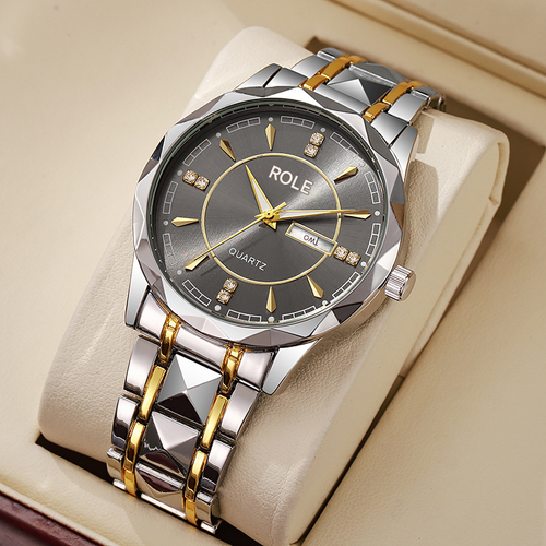 Classic Big Men Watch - Luxury Gold Silver Design, Strong & Stylish for Everyday Wear
