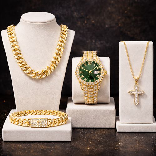 4pcs Man Jewelry and Watch Set