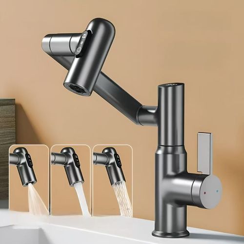 Multifunctional Digital Display Mixer 304 Stainless Steel Taps Splash Proof Filter Robotic Arm Tap 360 Degree Swivel Extendable