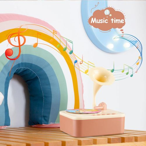 🔥Toddler Gramophone Musica Toys - Player Audio Books for Kids, 99 Cards Stories Songs Phonograph Record, Gift for Boys and Girls (Cozy Brown)🔥