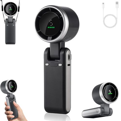 🔥Portable Handheld Turbo Fan, Hand Held Fans Rechargeable, Mini Foldable USB Fan, Personal Battery Powered Fan, High Speed Cooling Fans, for Travel&Outdoor&Indoor(Black)