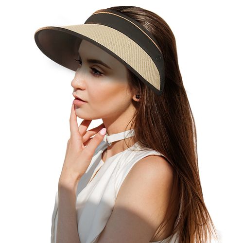 Outdoor Empty Top Sun Hat Summer Beach Sun Hat Uv Protection Lady Casual Shade Letter Straw Visor Cap