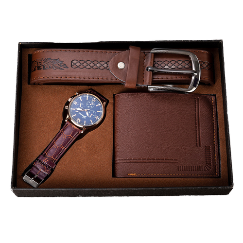 Hot selling watch+wallet+belt three-in-one Christmas gift set 2025 gift set men's watch gift set