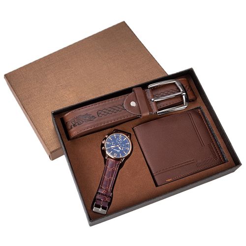 Hot selling watch+wallet+belt three-in-one Christmas gift set 2025 gift set men's watch gift set