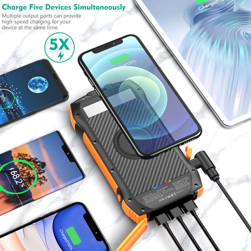 Electronics 2024 Best Selling Products 20000mAh Large Capacity Power Bank Wireless Solar Power Bank